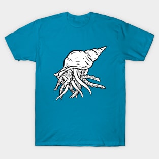 Octopus Tentacles in A Conch Seashell Illustration Logo T-Shirt